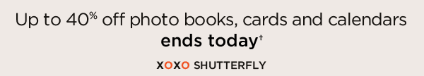 Up to 40% off photo books, cards and calendars ends today†