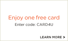 One free 5x7 greeting card or 5x5 or 5x7 stationery cards Enter code: CARD4U