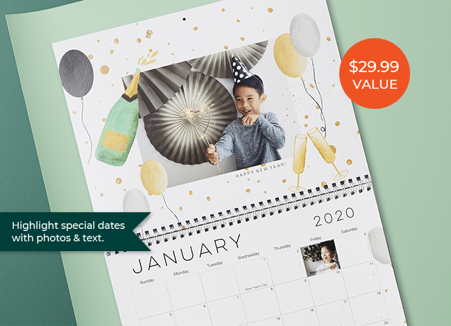 Highlight special dates with photos and text.