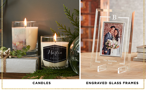 CANDLES. ENGRAVED GLASS FRAMES