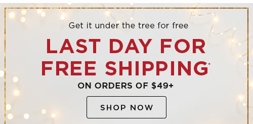 Last Day for Free Shipping* - SHOP NOW