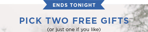 Ends Tonight - Pick Two Free Gifts**