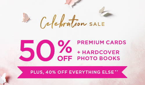 50% OFF PREMIUM CARDS + HARDCOVER PHOTO BOOKS