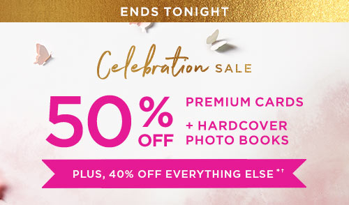 50% OFF PREMIUM CARDS + HARDCOVER PHOTO BOOKS