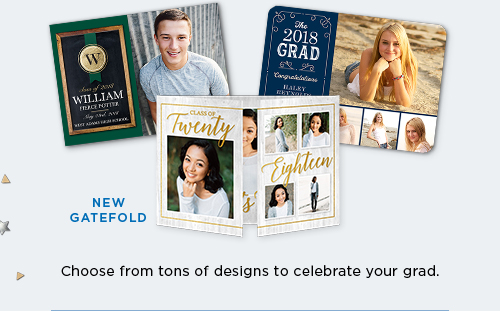 NEW GATEFOLD - Choose from tons of designs to celebrate your grad.