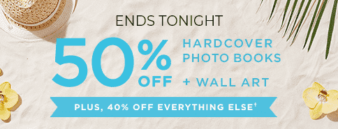 50% OFF HARDCOVER PHOTO BOOKS + WALL ART