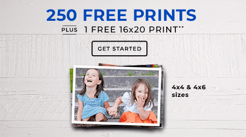 250 FREE PRINTS PLUS 1 FREE 16X20 PRINT** GET STARTED