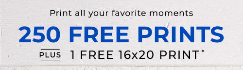 250 FREE PRINTS PLUS 1 FREE 16x20 PRINT*