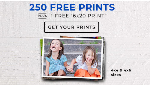 250 Free Prints + 1 FREE 16x20 Print* - Get Your Prints