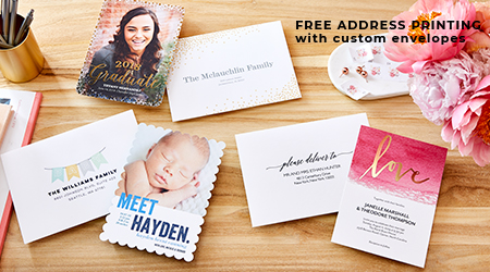 FREE ADDRESS PRINTING with custom envelopes