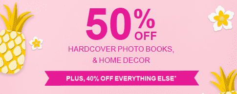 50% Off Hardcover Photo Books, & Home Decor