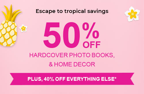 50% Off Hardcover Photo Bookss & Home Decor