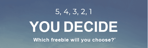 YOU DECIDE Which freebie will you choose?*