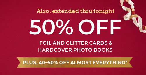 50% Off Foil And Glitter Cards & Hardcover Photo Books