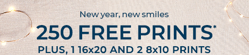 250 Free Prints* plus 1 16x20 and 2 8x10 prints