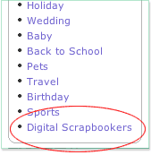 Select Digital Scrapbookers from Shutterfly Store